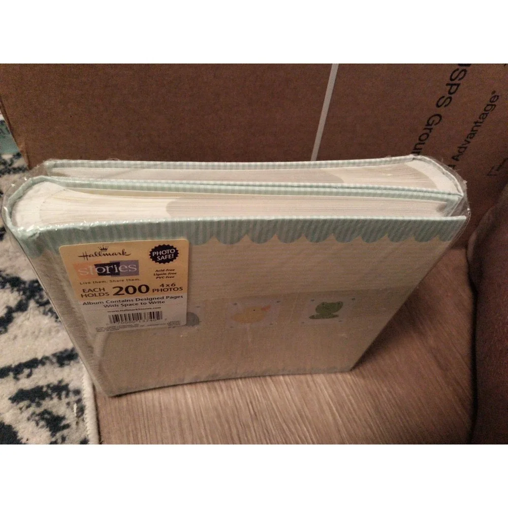 2 Pack Hallmark Photo Albums Blue Checked Noah's Ark & Ducks 200 Photos Acid NEW